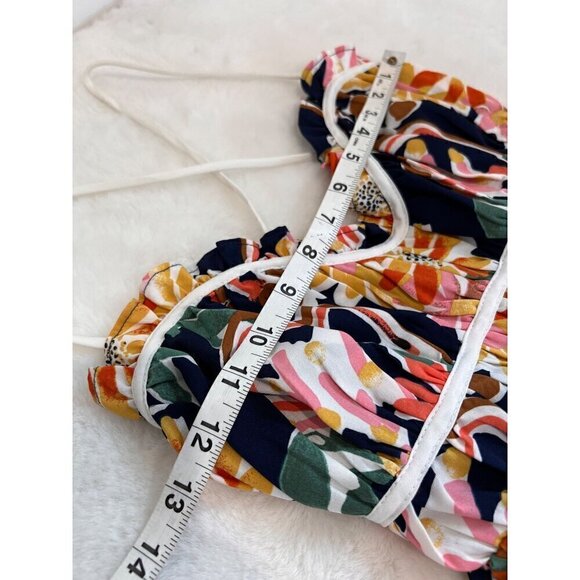 New LUSH Size S Strap open Criss Cross Tie Back Summer Dress Navy Floral Multi - Picture 5 of 11